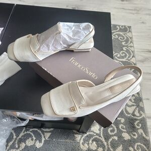 Franco Sarto Cream Flats with Metallic Detail